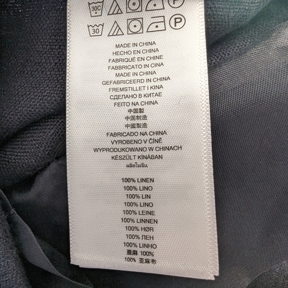 Michael Kors Wide Leg Linen Pants 2 Navy Blue Natural Fiber Dress Pant - Picture 9 of 10